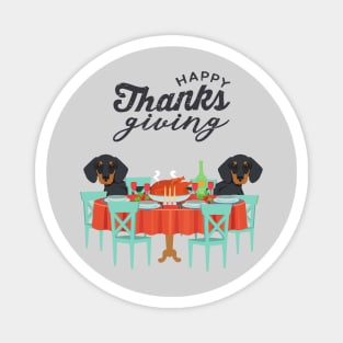 Wiener Dog Dachshund with Thanksgiving Table Magnet